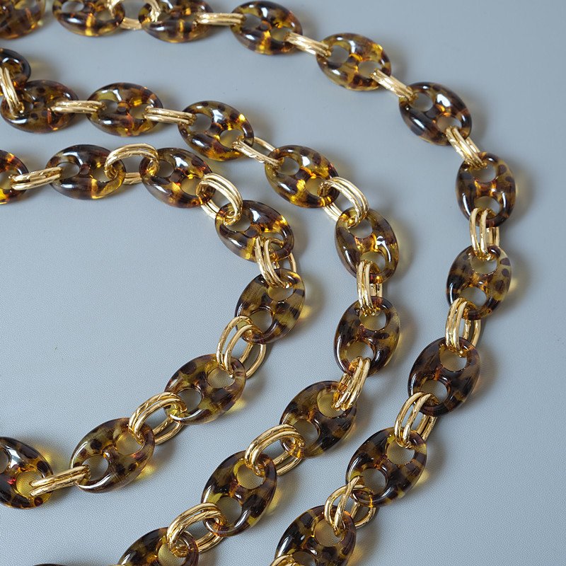 Hot Coffee Bean Acrylic Chain Phone Lanyard Crossbody Strap Patch Gold Plated Mobile Phone Holder Lanyard Necklace 120cm