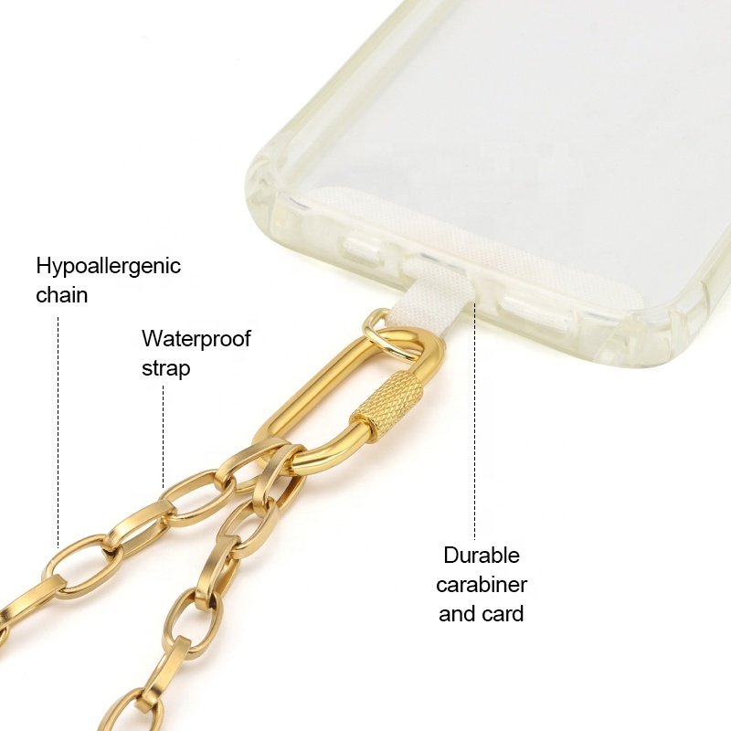 High quality metal chain phone straps with card Mobile Phone Straps Cross-body Strap