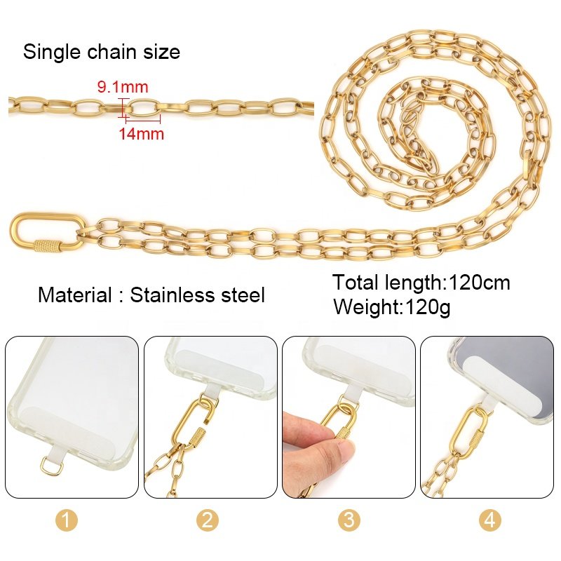 High quality metal chain phone straps with card Mobile Phone Straps Cross-body Strap