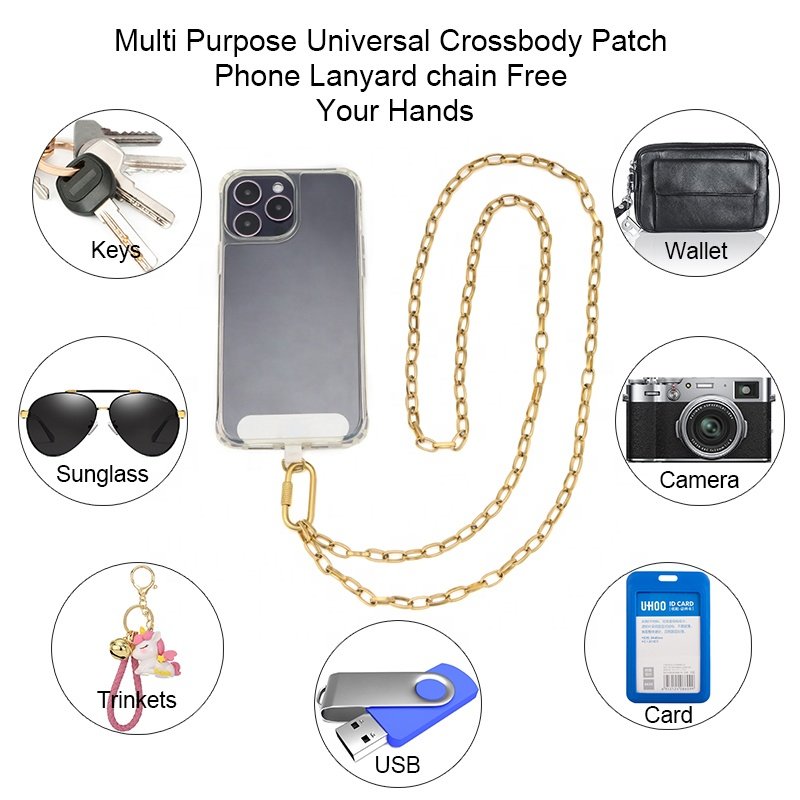 High quality metal chain phone straps with card Mobile Phone Straps Cross-body Strap