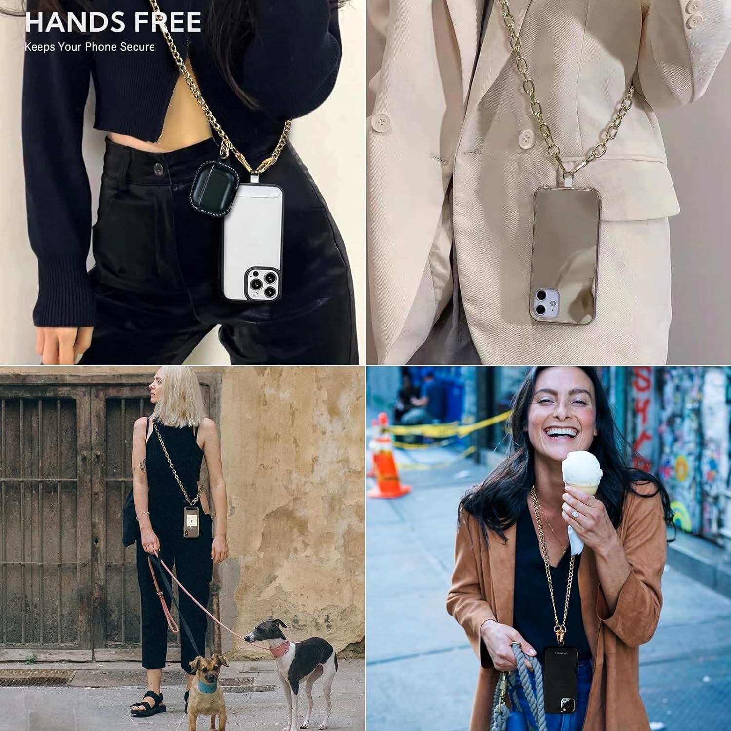 High quality metal chain phone straps with card Mobile Phone Straps Cross-body Strap