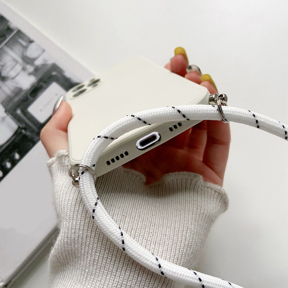 For iPhone 16 TPU Silicone Lanyard Case Adjustable Shoulder Strap Crossbody Cord Phone Case For iPhone 16 15 14 Pro Max 16 Plus