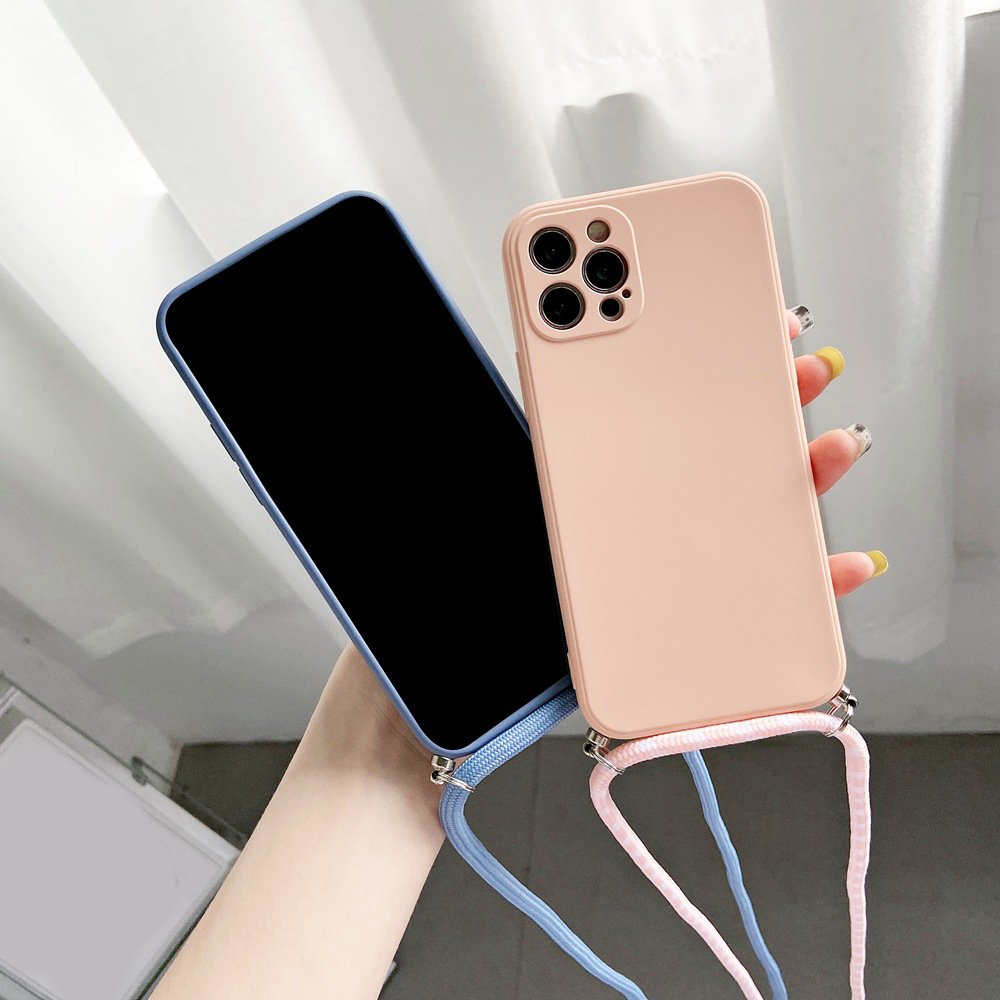 For iPhone 16 TPU Silicone Lanyard Case Adjustable Shoulder Strap Crossbody Cord Phone Case For iPhone 16 15 14 Pro Max 16 Plus