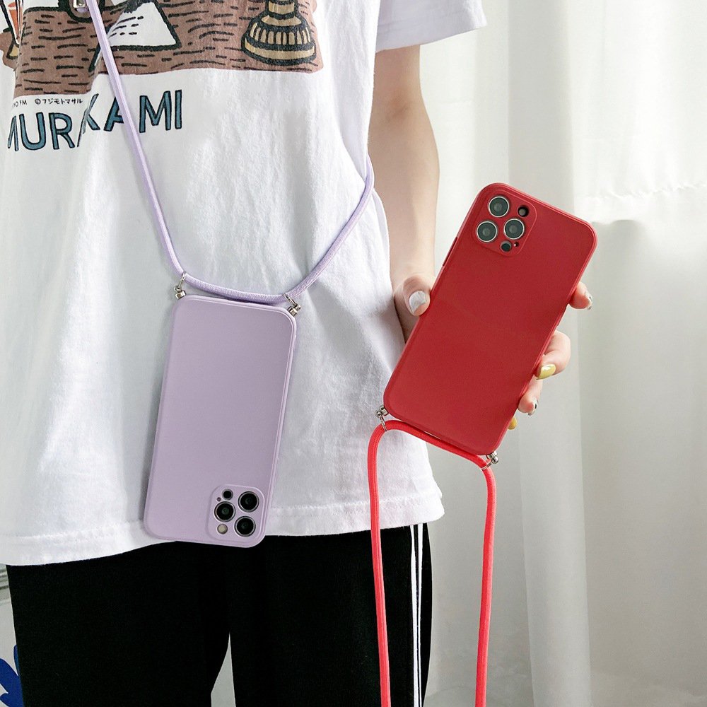 For iPhone 16 TPU Silicone Lanyard Case Adjustable Shoulder Strap Crossbody Cord Phone Case For iPhone 16 15 14 Pro Max 16 Plus