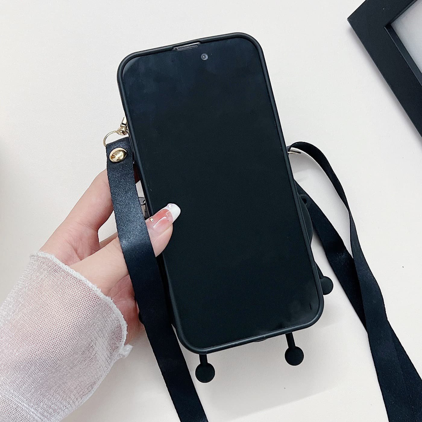 3D Cute Cartoon Girl Women Silicone Phone Wallet Bag Case Cover With Crossbody Strap For Iphone Xs 11 12 13 14 15 Plus Pro Max