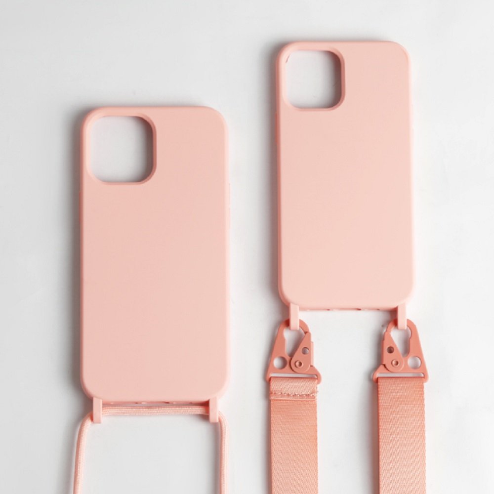 New Product Removable Silicone Sports Cell Phone Lanyard Case Beige Compatible iPhone 14 12 Pro Max 13 mini Samsung S21 S22 Plus
