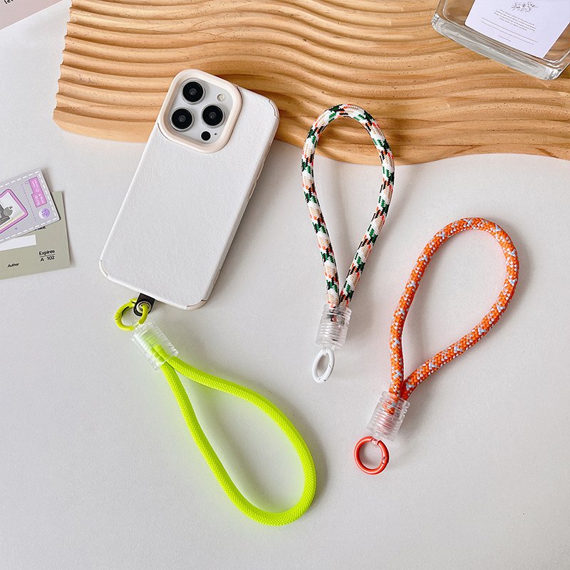 Universal Polyester Mobile Phone Lanyard Short Wristlet Strap with Keychain for Smartphones