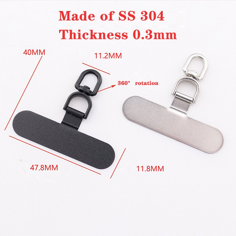 Wholesale Metal Rectangle Phone Anti-lost Accessories For Universal Card Phone Charm Strap For Key Chain Lanyard Wrist Necklace