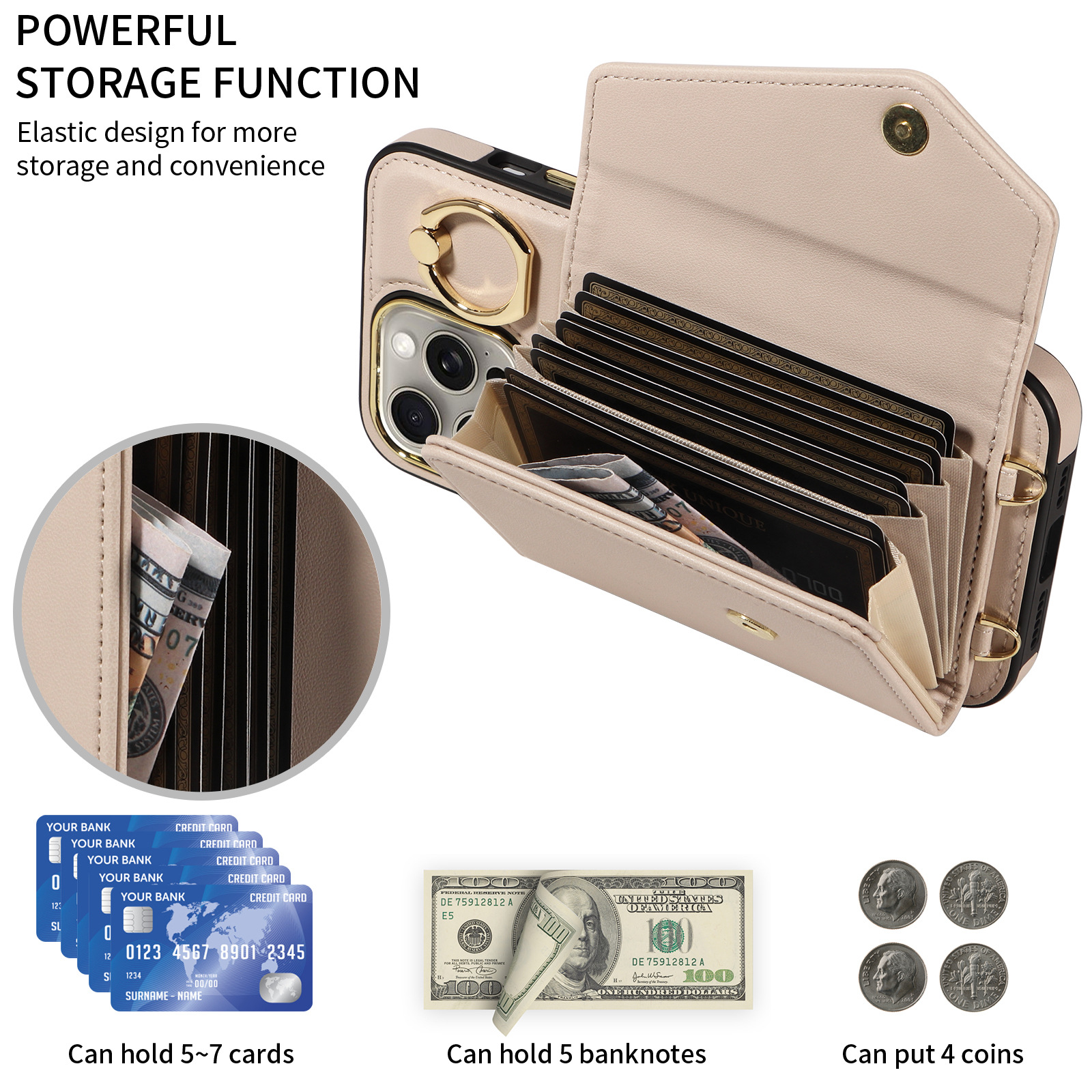 High Quality Leather Mobile Phone Case Crossbody Cell Phone Case With PU strap For iPhone 15