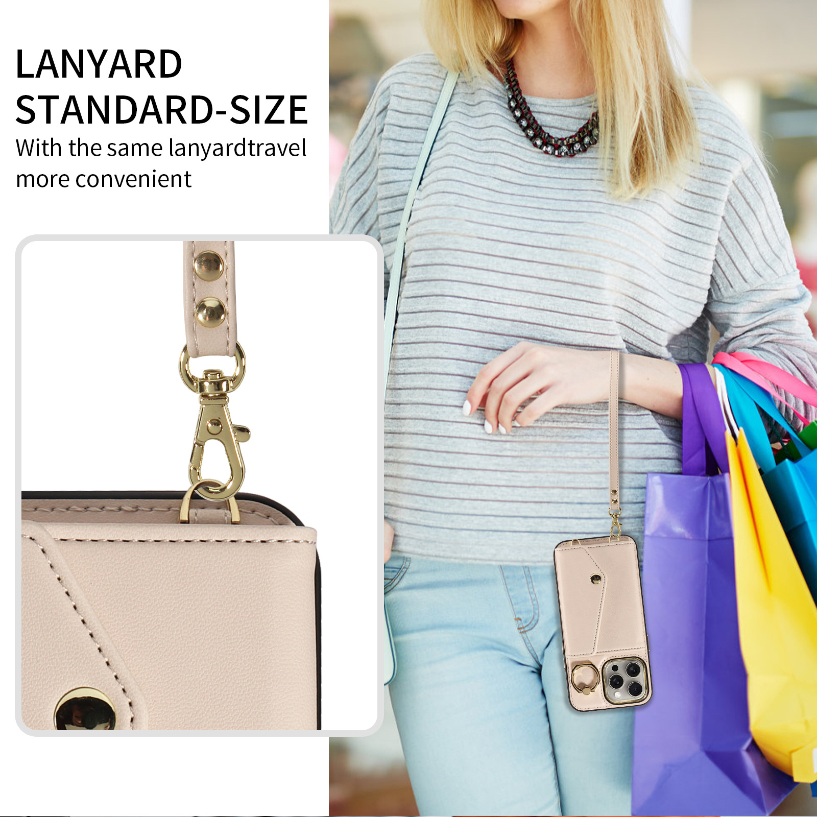 High Quality Leather Mobile Phone Case Crossbody Cell Phone Case With PU strap For iPhone 15