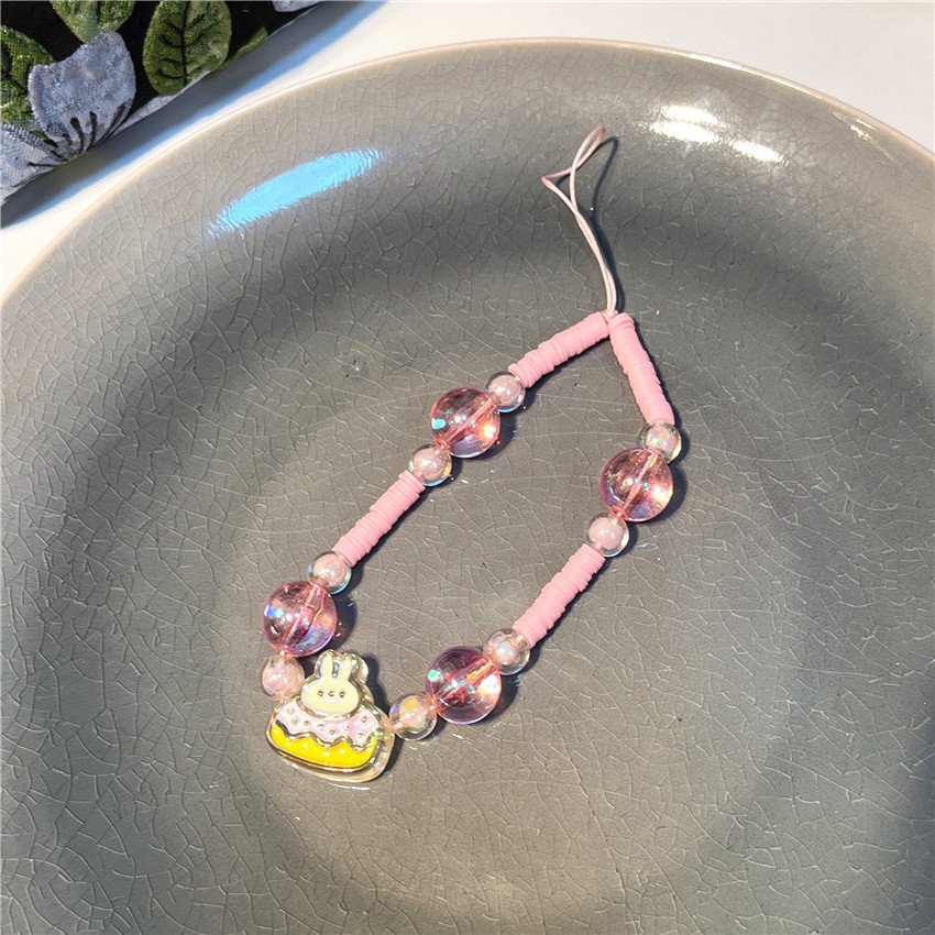 Sweet Fashion Pink Love Imitation Pearl Beaded Adjust Phone Chain Women Girls Rope Chain Practical Classic Accessories Jewelry