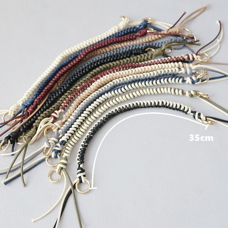 Fashionable Versatile Wax Rope Bag Strap Handbag Accessories Hand-Held Handmade Braided Mobile Phone Strap Lanyard 35cm