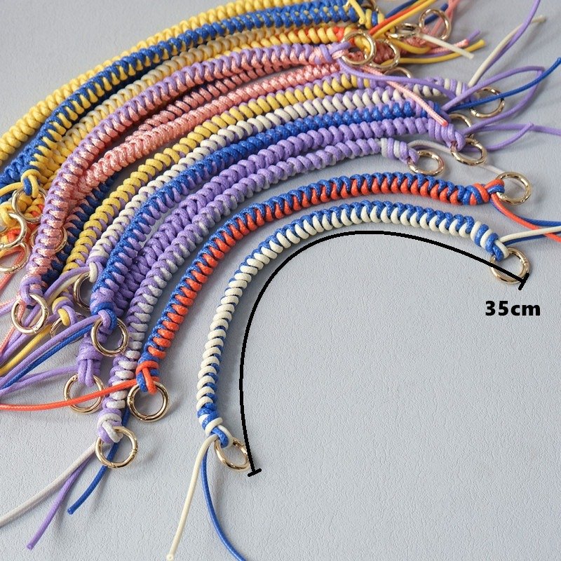 Fashionable Versatile Wax Rope Bag Strap Handbag Accessories Hand-Held Handmade Braided Mobile Phone Strap Lanyard 35cm