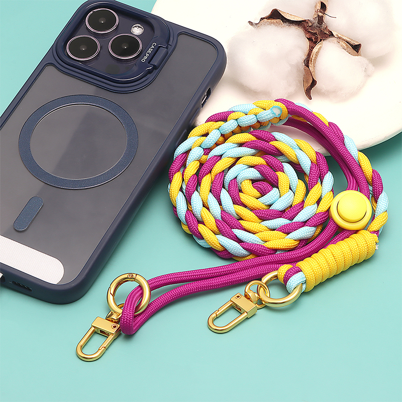 Handmade mobile phone straps thick knitting smartphone cou lanyard macrame crossbody paracord shoulder braided phone charm strap