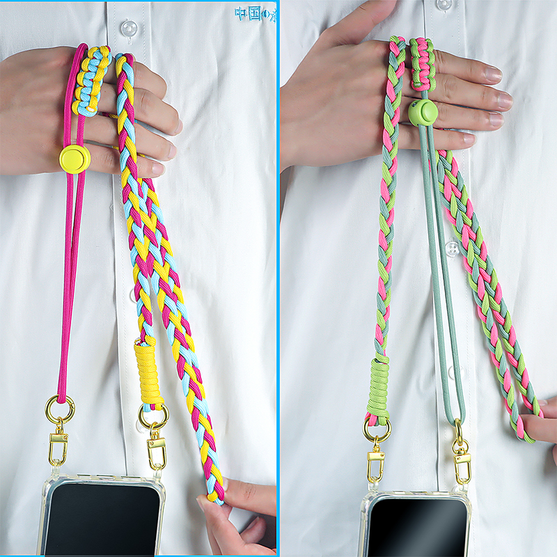 Handmade mobile phone straps thick knitting smartphone cou lanyard macrame crossbody paracord shoulder braided phone charm strap