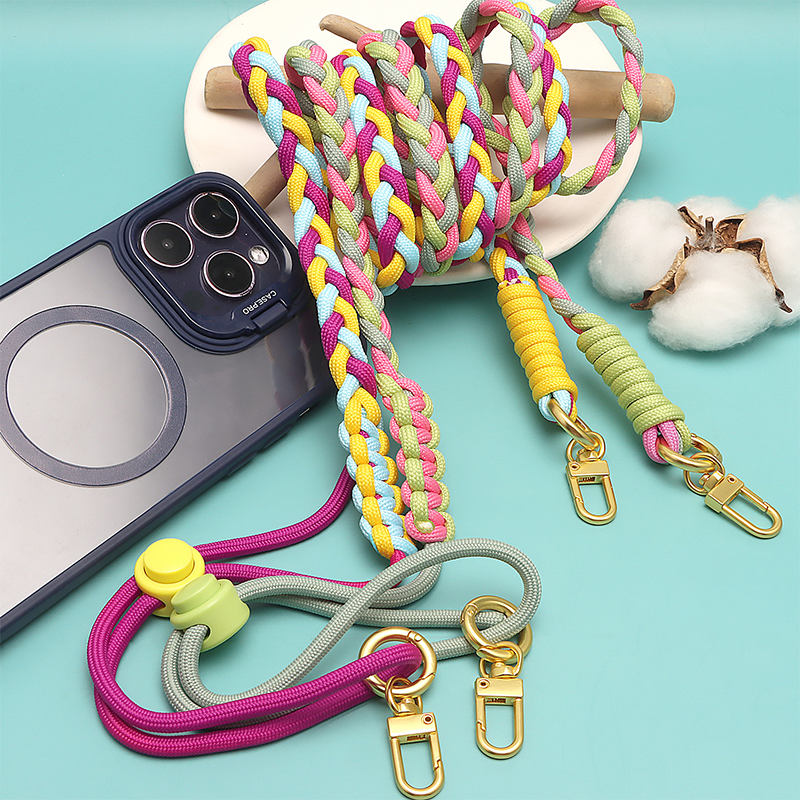 Handmade mobile phone straps thick knitting smartphone cou lanyard macrame crossbody paracord shoulder braided phone charm strap