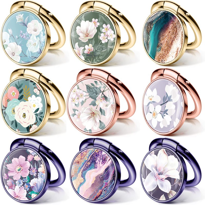Factory Customized Marble Cartoon Pattern Finger Ring Holder 360 Rotating Mobile Strap Phone Grip cellphone foldable desk stand