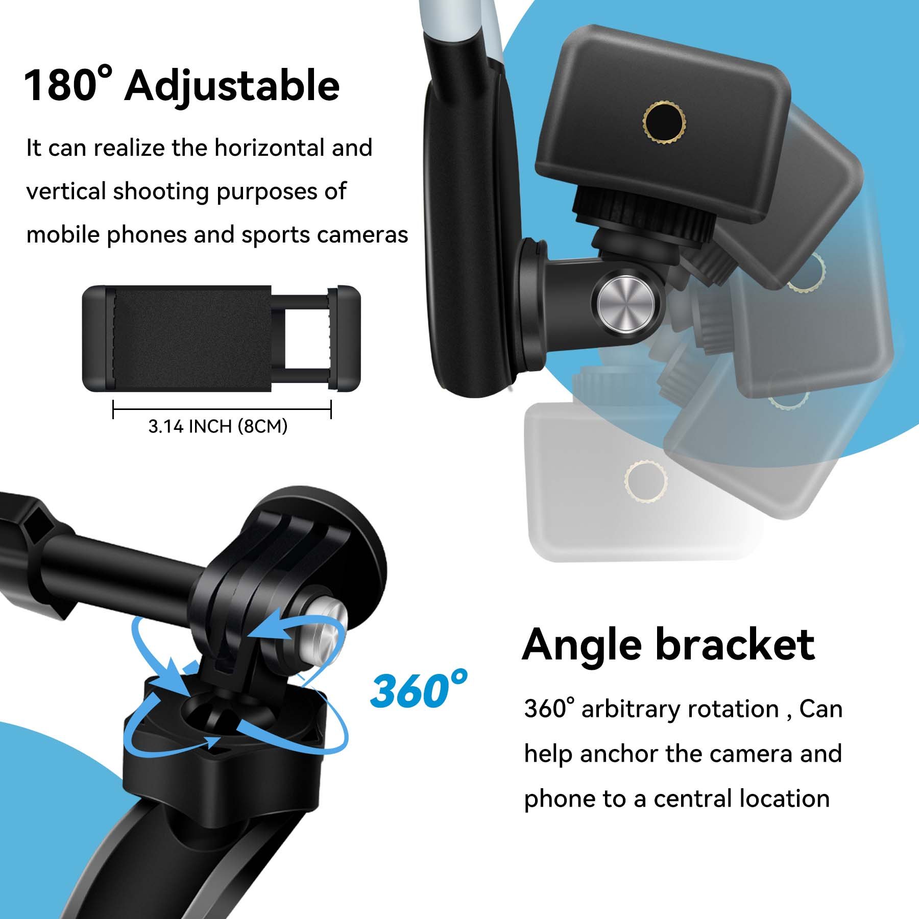 Neck-Mounted Sports Camera Collar Mobile Phone Holder POV/VLOG Smartphone Neck Mounted Chest Strap Suitable for 10/9/8/7