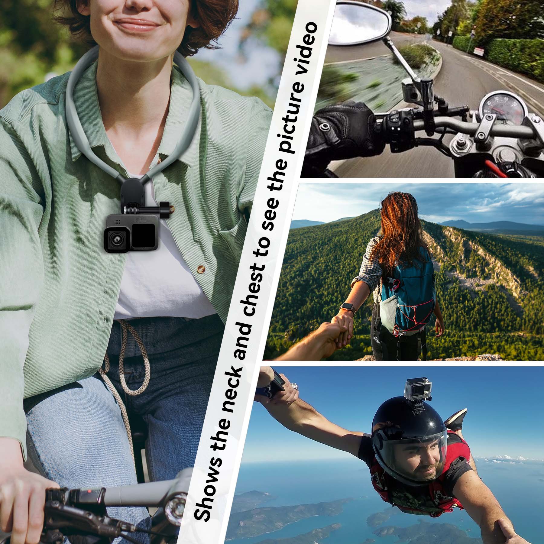 Neck-Mounted Sports Camera Collar Mobile Phone Holder POV/VLOG Smartphone Neck Mounted Chest Strap Suitable for 10/9/8/7