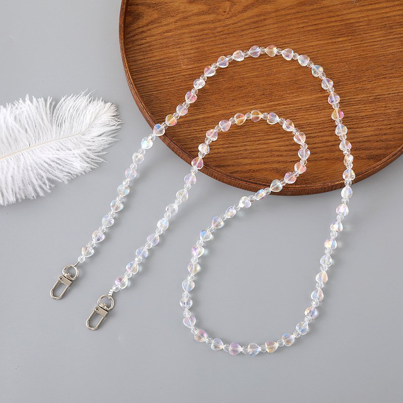 Colorful Crystal Beaded Crossbody Rope Necklace Mobile Phone Strap Charm Hook Case Lanyard Hand Wrist Grip Accessory Phone Chain