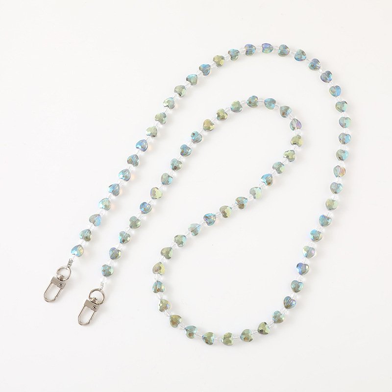 Colorful Crystal Beaded Crossbody Rope Necklace Mobile Phone Strap Charm Hook Case Lanyard Hand Wrist Grip Accessory Phone Chain