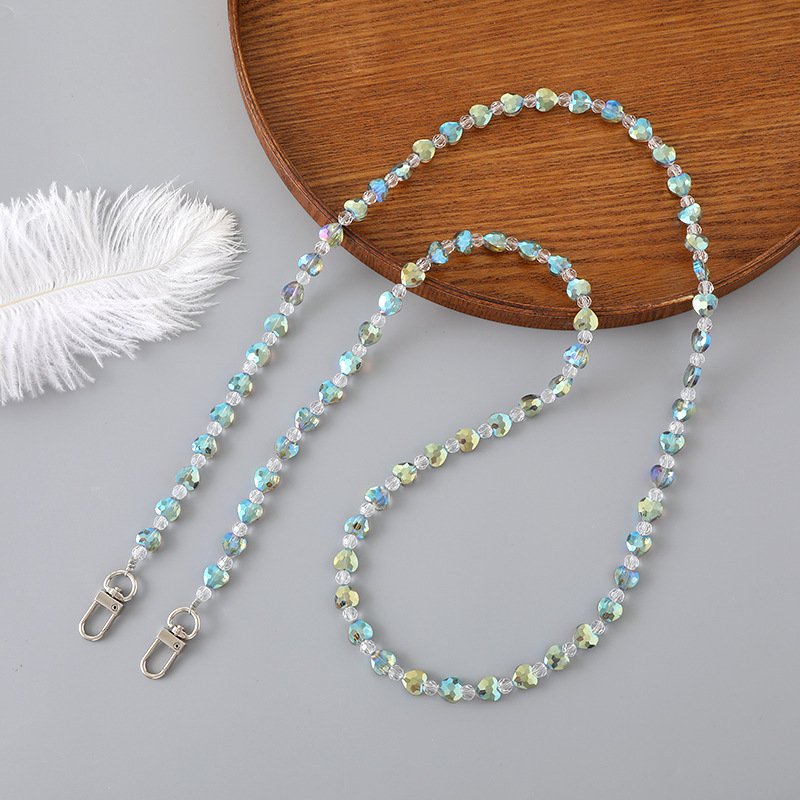Colorful Crystal Beaded Crossbody Rope Necklace Mobile Phone Strap Charm Hook Case Lanyard Hand Wrist Grip Accessory Phone Chain