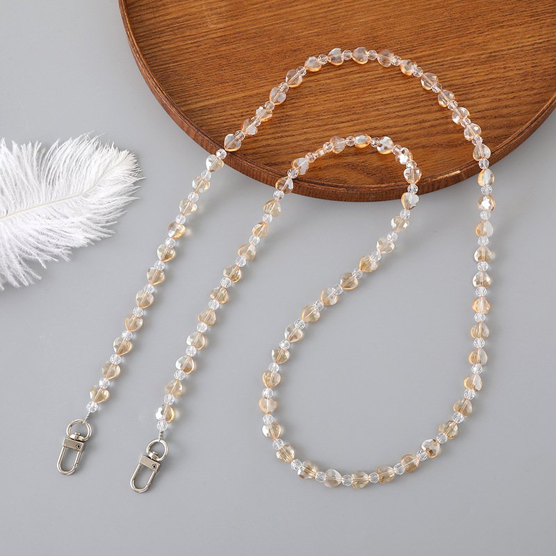 Colorful Crystal Beaded Crossbody Rope Necklace Mobile Phone Strap Charm Hook Case Lanyard Hand Wrist Grip Accessory Phone Chain