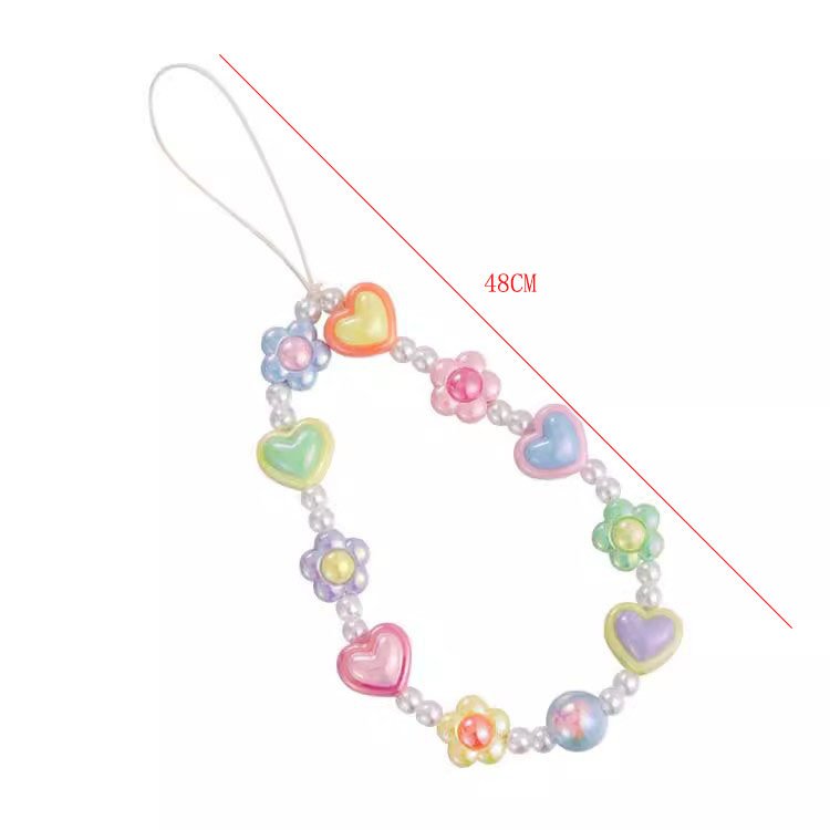 INS 2024 Trendy Sweet Heart Butterfly Flower Cell Phone Chain Fashion Camera Lanyard Beaded Mobile Phone Chains For Girl