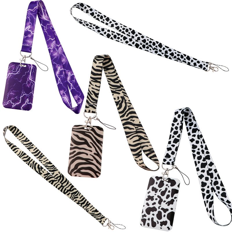 Cute Cow Credential Holder Zebra Lanyards for Key Neck Strap For Card Badge Gym Keychain Key Holder Hanging Adjust Phone Charm