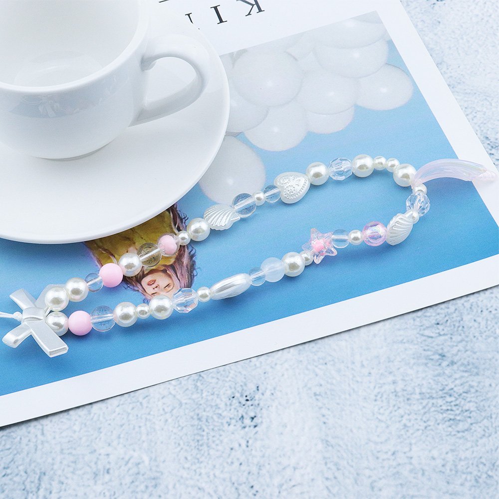Minimalist Mermaid Tail Color Glitter Resin Phone Lanyard DIY Pearl Bow Shell Phone Chain mobile phone accessories