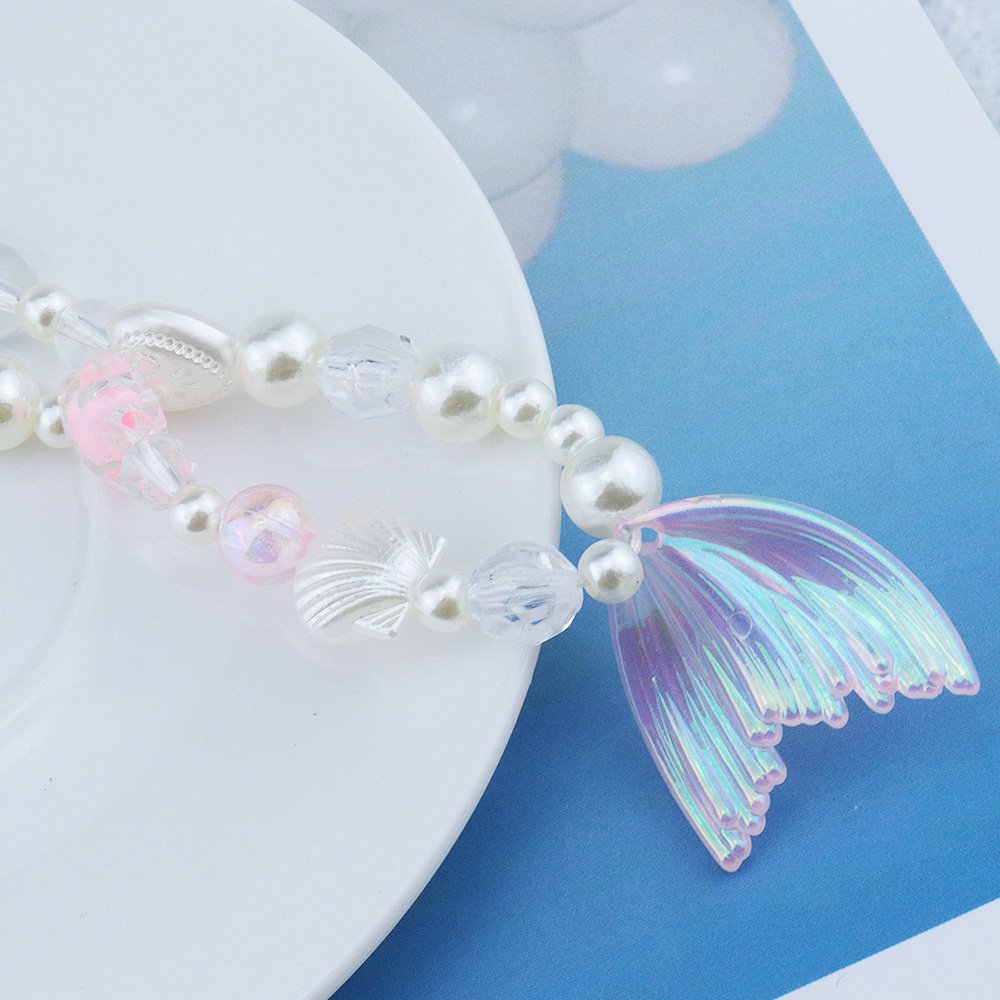 Minimalist Mermaid Tail Color Glitter Resin Phone Lanyard DIY Pearl Bow Shell Phone Chain mobile phone accessories