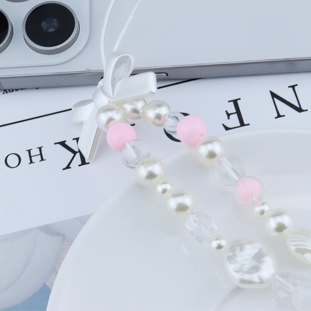 Minimalist Mermaid Tail Color Glitter Resin Phone Lanyard DIY Pearl Bow Shell Phone Chain mobile phone accessories