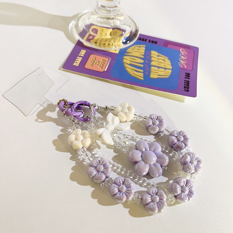 2024 Fashion Keychain Flower Hand chain Short hand rope Pendant Universal phone case headphone cover chain phone lanyard