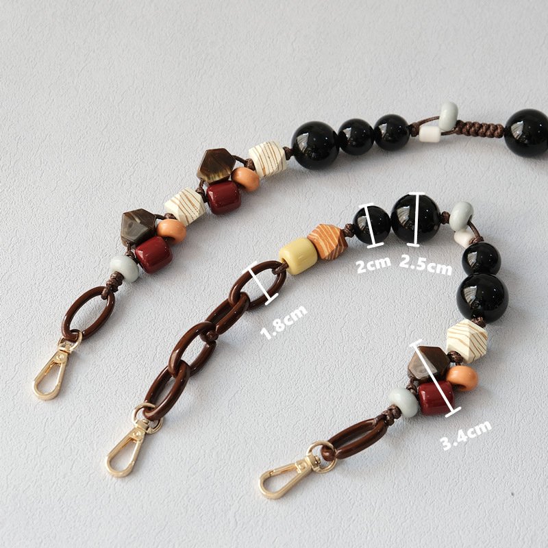 European and American acrylic bead chain fashion wood bead bracelet diagonal lanyard bag with mobile phone chain