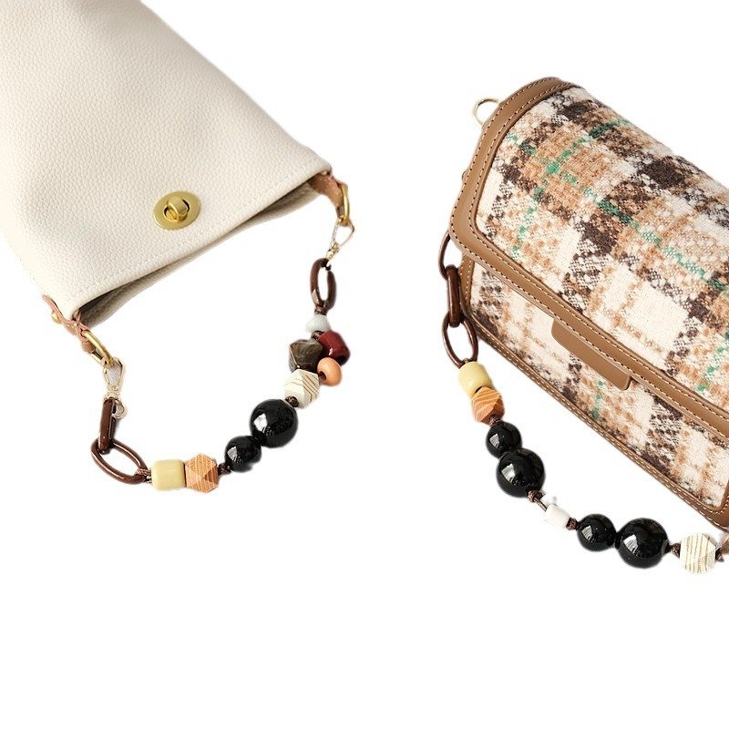 European and American acrylic bead chain fashion wood bead bracelet diagonal lanyard bag with mobile phone chain