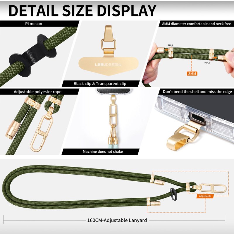 Adjustable Smartphone Strap Crossbody Multifunctional Anti Lost Thick Strength Durable Hanging Climbing Mobile Phone Lanyard