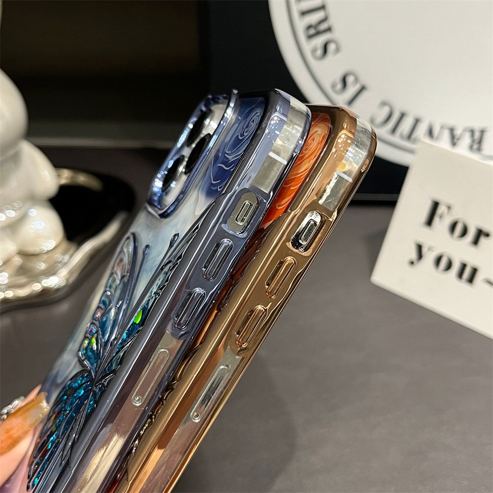 Luxury Butterfly Glitter TPU Mobile Phone Case For iPhone 15 14 13 12 11 Pro max Flower Silicone bling Shockproof Back Cover