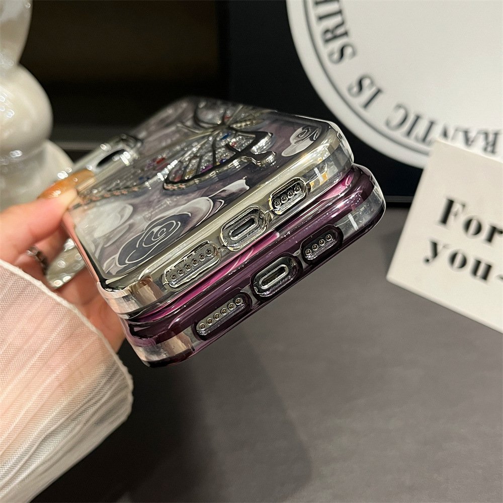 Luxury Butterfly Glitter TPU Mobile Phone Case For iPhone 15 14 13 12 11 Pro max Flower Silicone bling Shockproof Back Cover