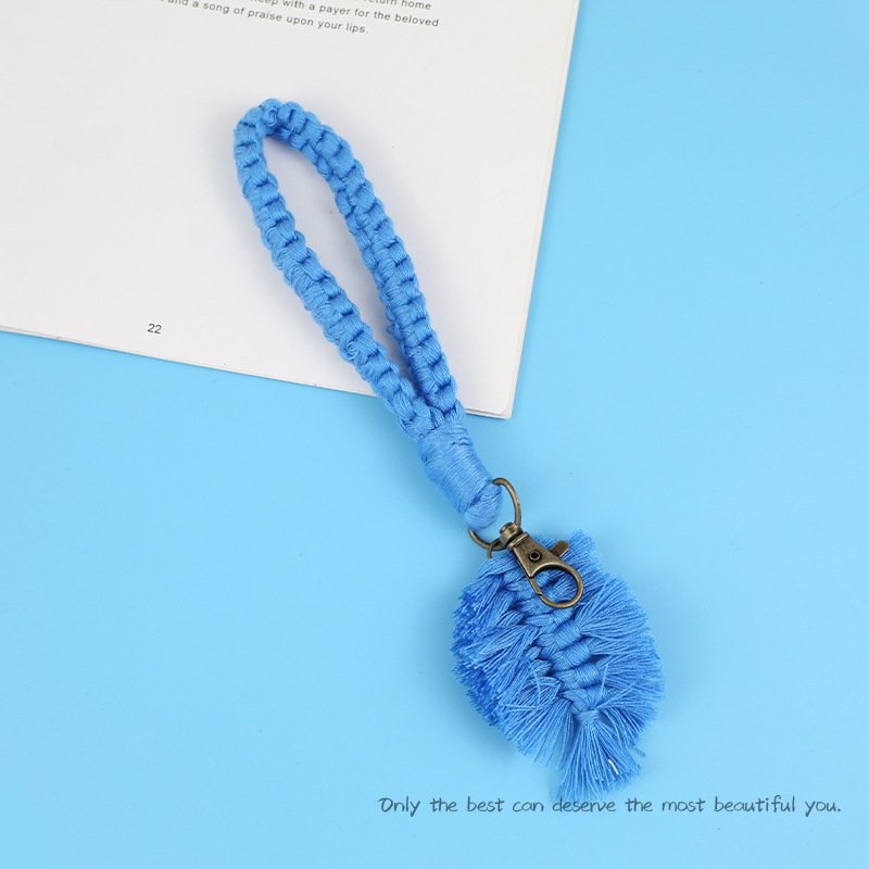 Nordic new pure hand-woven solid color keychain backpack decorative pendant simple fashion tassel leaf ornaments