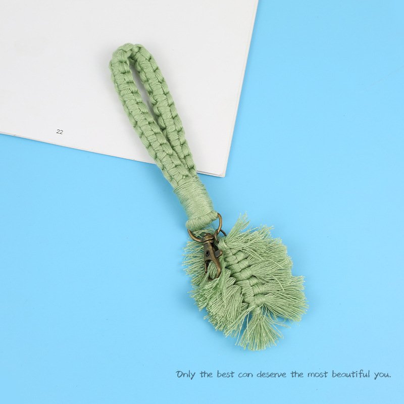 Nordic new pure hand-woven solid color keychain backpack decorative pendant simple fashion tassel leaf ornaments