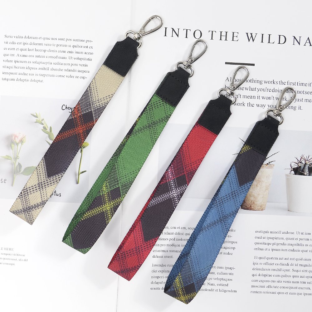 Custom print patterns polyester keychain wholesale cell phone strap short wrist mobile phone lanyard
