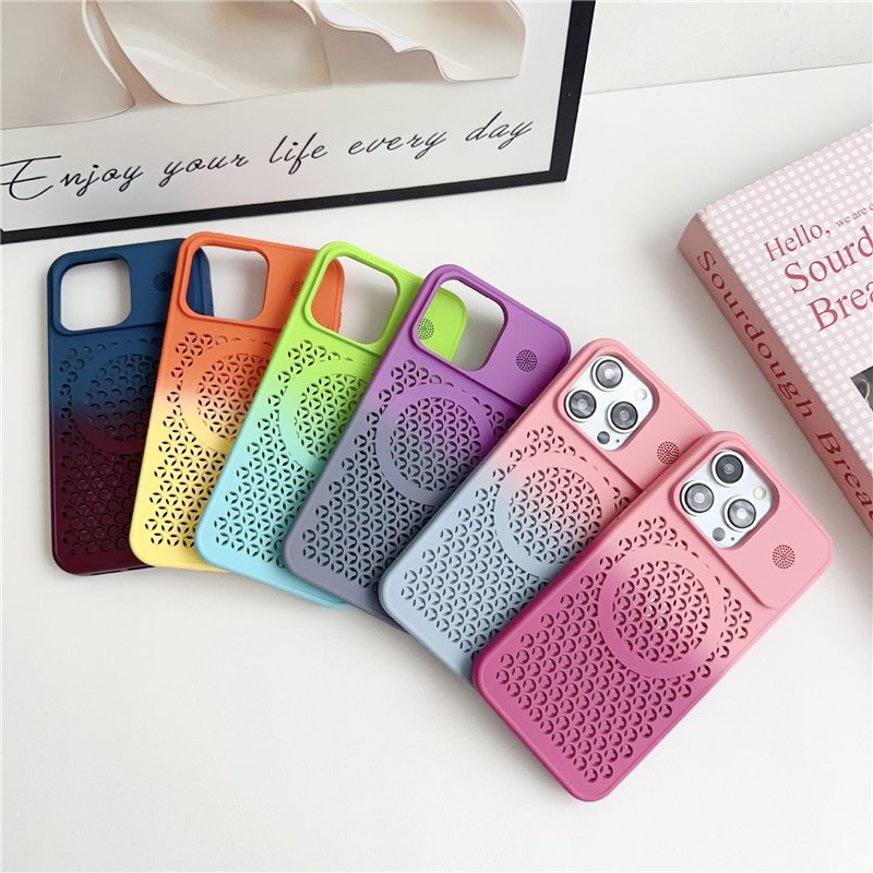heat dissipation design gradient color magnetic phone case for iphone 15 14 13 12 pro max for iphone 15 pro protective case