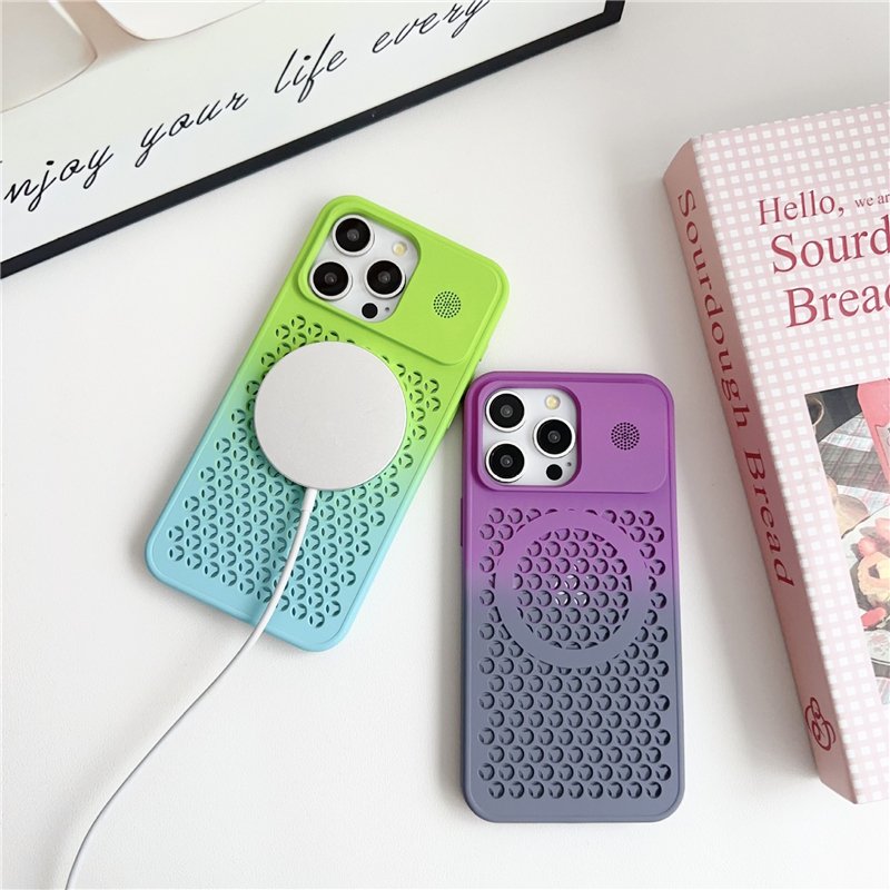 heat dissipation design gradient color magnetic phone case for iphone 15 14 13 12 pro max for iphone 15 pro protective case