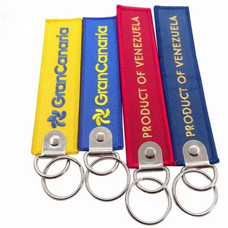 High Quality Custom Keychain For Garment Custom Embroidered Brand Key Chains Fabric Gift Embroidered Keychain
