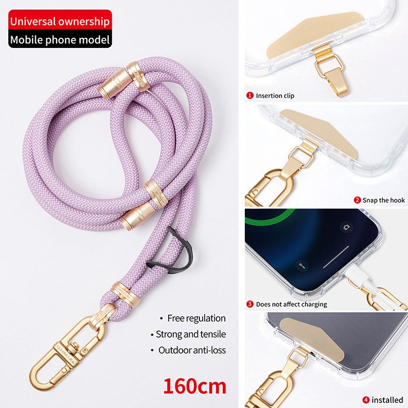 High quality Crossbody Anti-Fall Nylon Mobile Phone Lanyard with Polyester Keychain Rope Wide Webbing and Phone Tether Patch