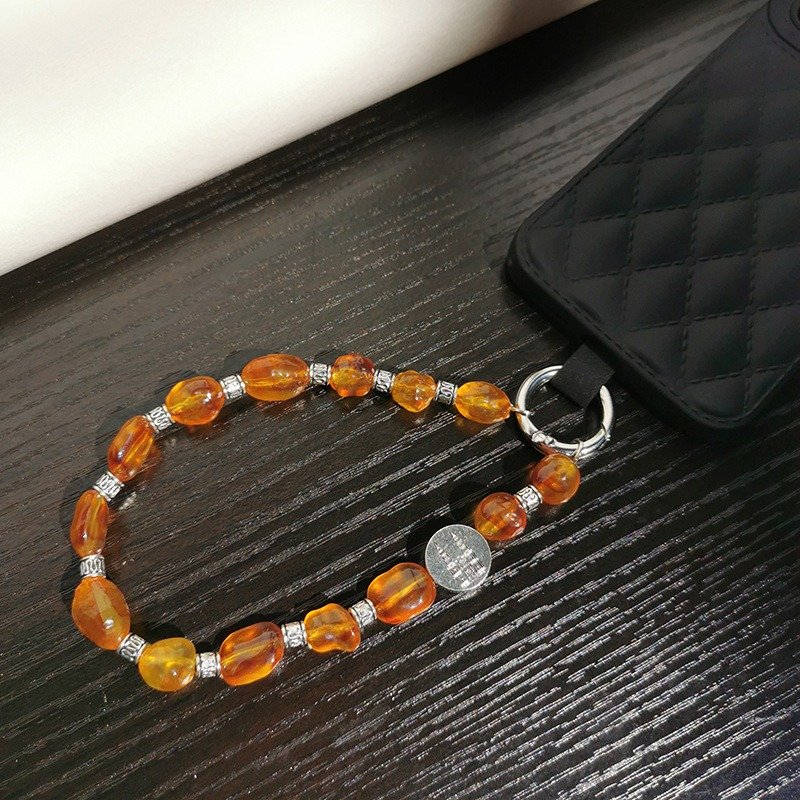 Irregular Imitated Tortoiseshell Beaded Mobile Phone Pendant Crossbody Necklace Hanging Glasses Hands Free Phone Charm Straps