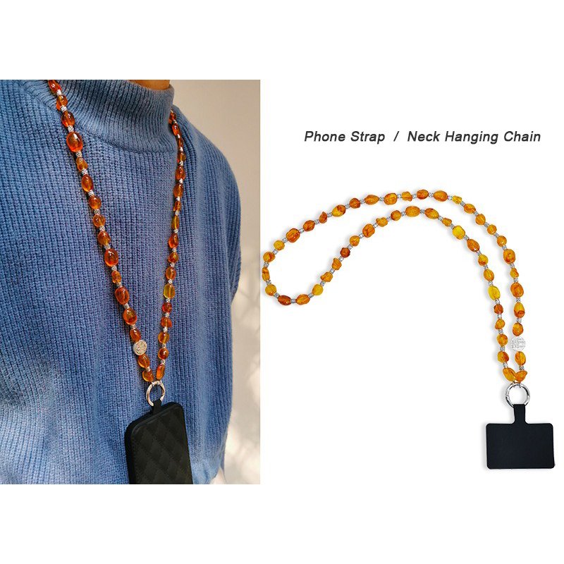 Irregular Imitated Tortoiseshell Beaded Mobile Phone Pendant Crossbody Necklace Hanging Glasses Hands Free Phone Charm Straps