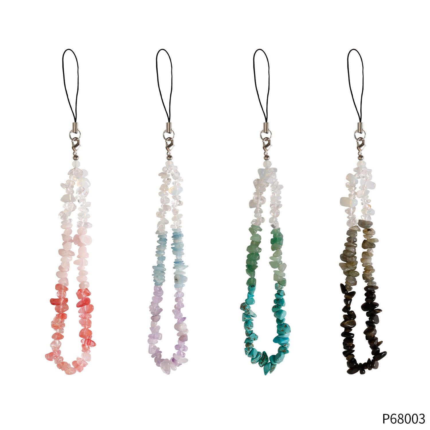 Ins New Hot Selling Boho Handmade Universal Phone Lanyard Fashion Handmade Natural Stone Chips Phone Straps For Girls