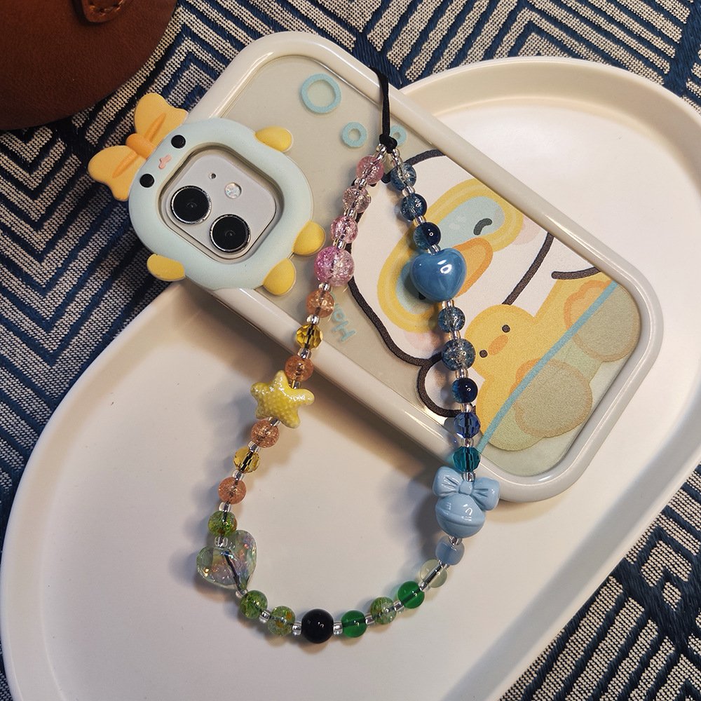 KKBEAD gradient beach vacation style girl phone chain wristband niche beaded starfish love pendant