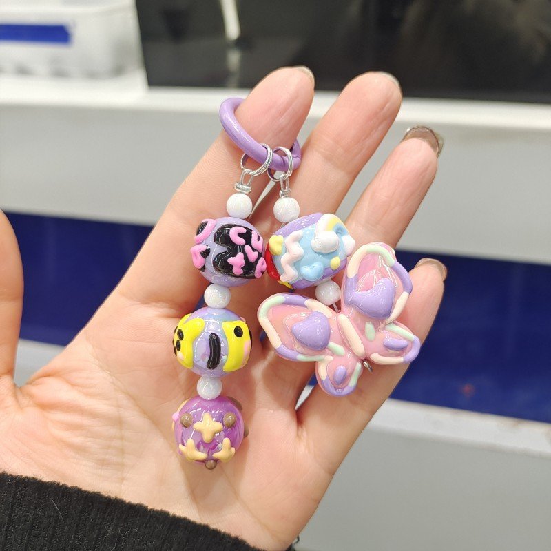 Cute Beaded Pendant Light Weight Resin Mobile Phone Chain Accessories Keyring Beaded Key Chain Mobile Phone Straps